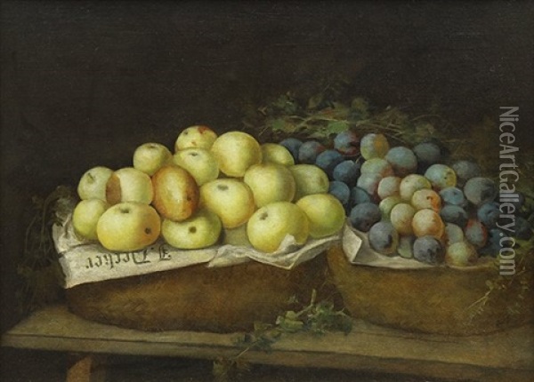 Still Life With Fruit And Vegetables Oil Painting - Joseph Decker