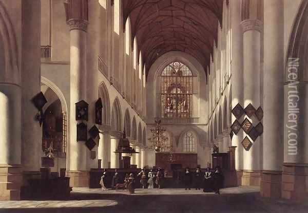 Interior of the St Bavo in Haarlem 1668 Oil Painting - Job Adriaensz. Berckheyde