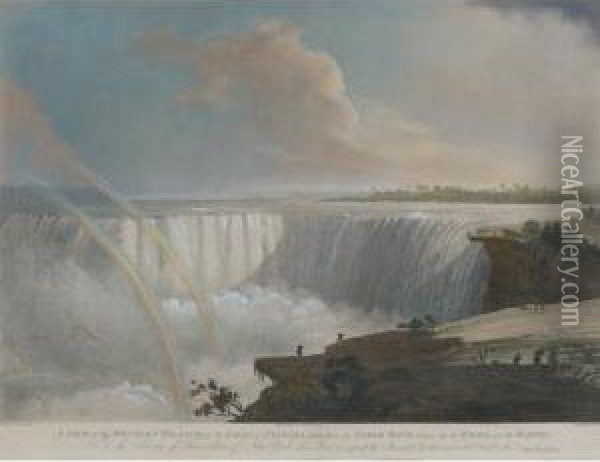 A View Of The Western Branch Of The Falls Of Niagara... Oil Painting - John Vanderlyn