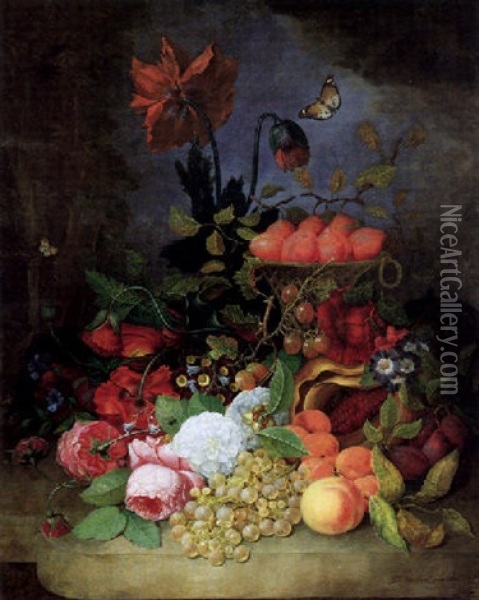 Fruchtestilleben Oil Painting - Jan Frans Van Dael