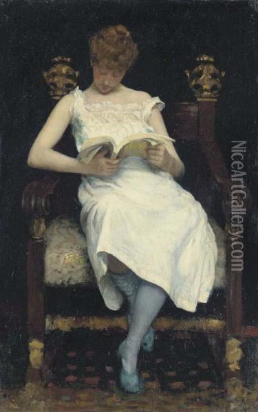 Girl Reading Oil Painting - Edward Emerson Simmons