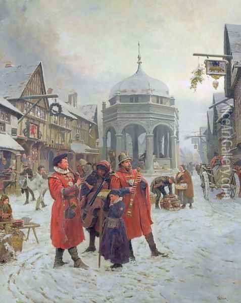 Christmas Eve, Highcross Market, Leicester Oil Painting - Henry Reynolds Steer