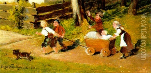 Spielende Kinder Oil Painting - Hugo Wilhelm Kauffmann
