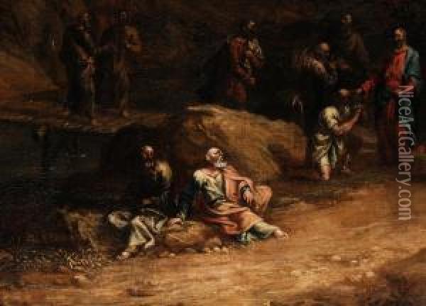 Jesus Und Apostel In Landschaft Oil Painting - Joachim-Franz Beich