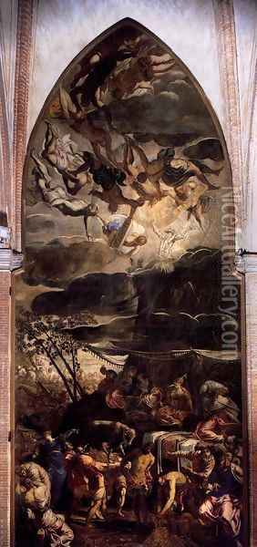 Moses Receiving the Tables of the Law 2 Oil Painting - Jacopo Tintoretto (Robusti)