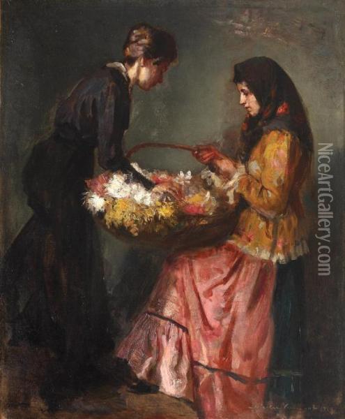 The Flowergirl Oil Painting - Nicolas Vermont