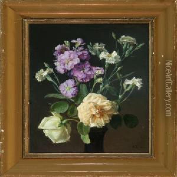Blomsterbillede Oil Painting - Karl Jensen