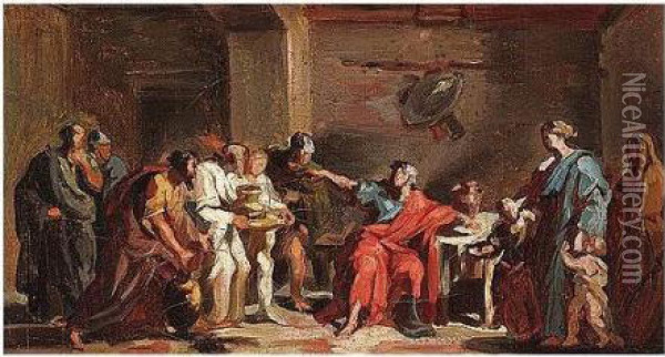 Curius Dentatus Refusing Gifts From The Samnites Oil Painting - Vincenzo Camuccini