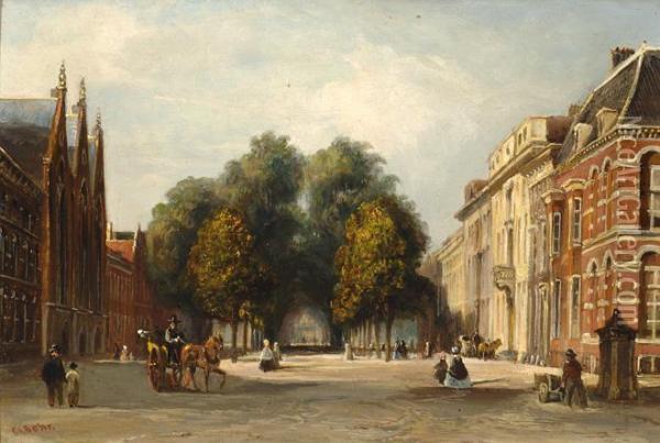 View Of A City Avenue Oil Painting - Carel Jacobus Behr