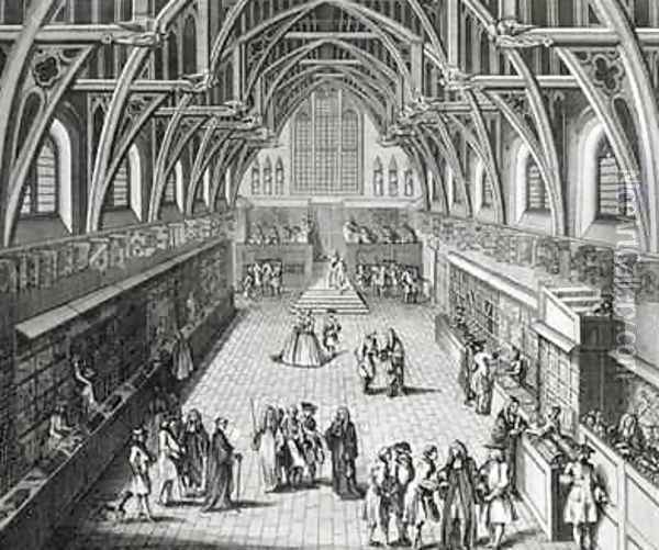 Westminster Hall The First Day of Term A Satirical Poem Oil Painting - Hubert-Francois Gravelot