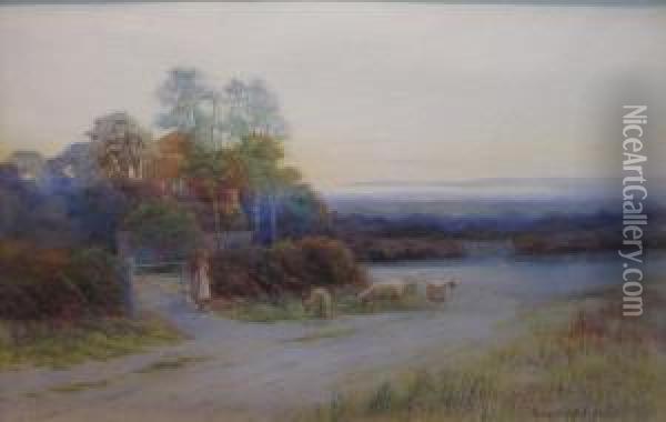 Lane Scene At Warnham, Sussex Oil Painting - George Oyston
