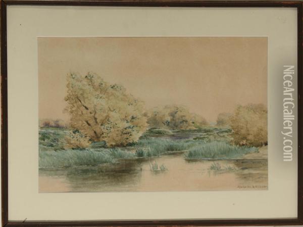 Marsh Scene Oil Painting - Hendricks A. Hallett