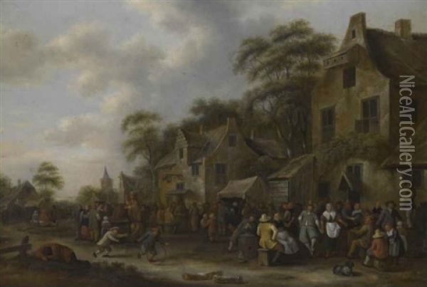 A Village Kermesse Oil Painting - Nicolaes Molenaer