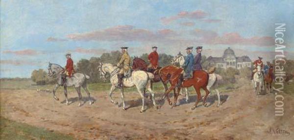 Riding Out Oil Painting - Wilhelm Velten