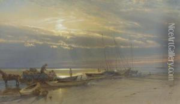 On The Inlet, Atlantic City, New Jersey Oil Painting - William Trost Richards
