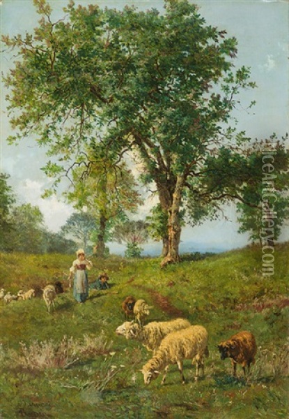 Landschaft Mit Hirten Und Schafen Oil Painting - Pietro Barucci