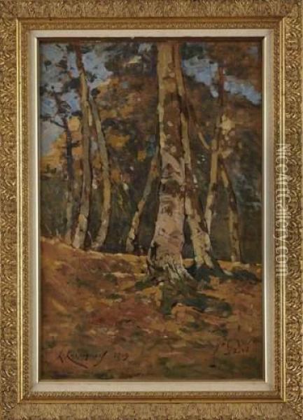 Troncs D'arbres Oil Painting - Henri-Joseph Harpignies