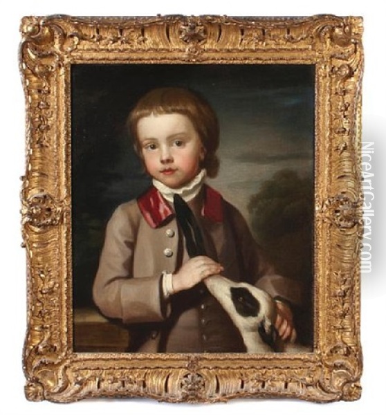 A Portrait Of A Young Boy (anthony Penruddock?) Oil Painting - Nathaniel Hone the Elder