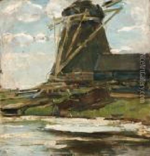 Oostzijdse Mill With Cropped Wings Oil Painting - Piet Mondrian