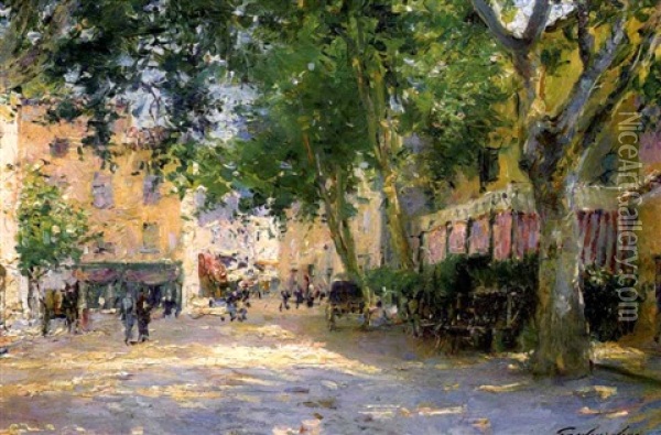 Barjol En Provence Oil Painting - Julien Gustave Gagliardini