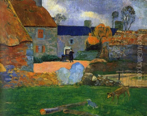 Le Toit Bleu Oil Painting - Paul Gauguin