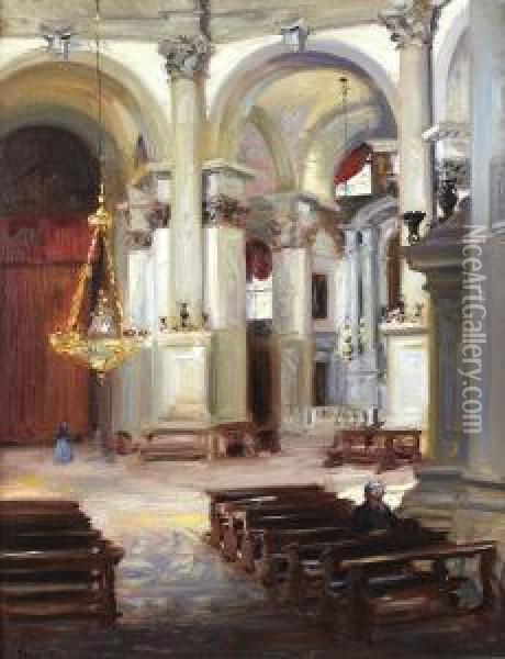 Interior -santa Maria Della Salute, Venice Oil Painting - Francis Campbell Boileau Cadell
