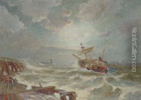 Efter Stormen Oil Painting - Holger Henrik Herholdt Drachmann