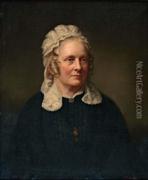 Portret Van Een Dame Met Kanten Mutsje Oil Painting - Bamborough