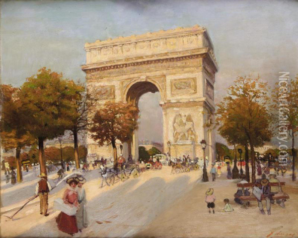 L'arc De Triomphe, Paris Oil Painting - Jean Lucas