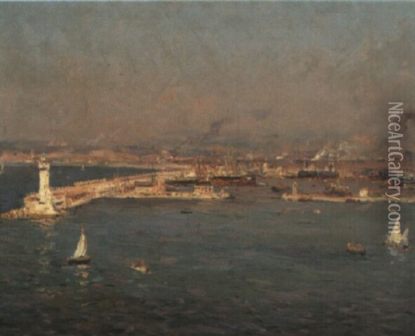 Le Port De Marseille Oil Painting - Jean Baptiste Olive