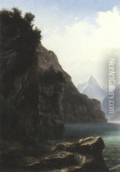 A View Of A Fjord Oil Painting - Frederic Edwin Church
