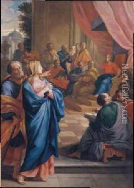 Cristo Tra I Dottori Oil Painting - Giuseppe Bottani