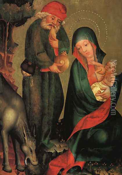 The Rest on the Flight Into Egypt, panel from Grabow Altarpiece 1383 Oil Painting - (Master of Minden) Bertram