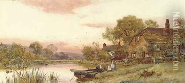 The mill pond, Ashington Oil Painting - Walker Stuart Lloyd