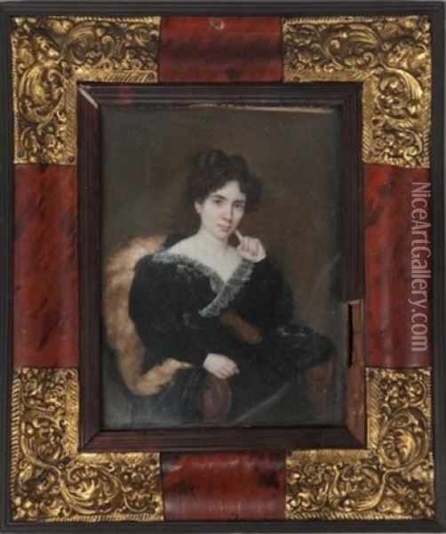 Grand Portrait De Madame De Saint Sulpice, Nee Victorine Agnel De Lagarde Oil Painting - Emmanuel Flavien Chabanne