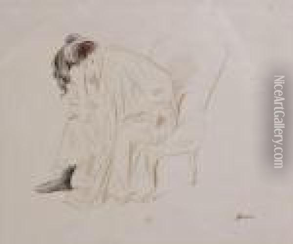 Seated Woman Oil Painting - Jean-Louis Forain