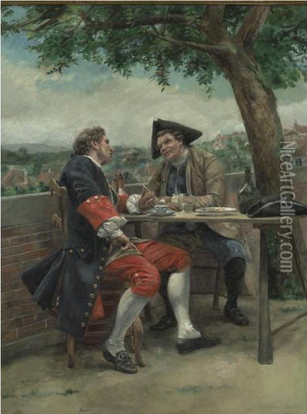 A Light Lunch In The Garden Oil Painting - Jean-Charles Meissonier