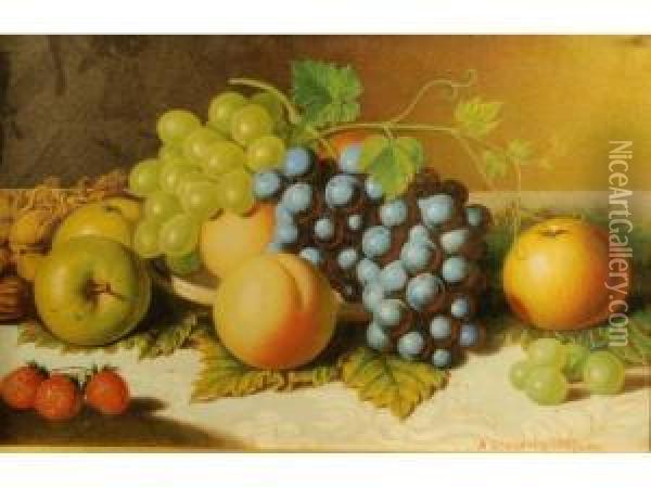 Still Life Of Grapes, Apples, Strawberries And Another Fruit Oil Painting - Alexander Stanesby
