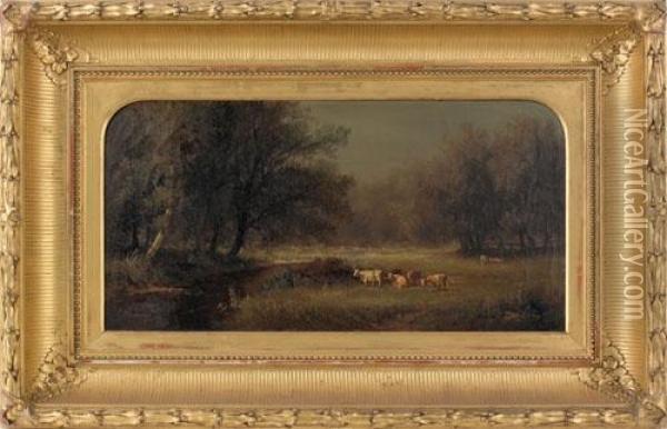Landscape With Cows Oil Painting - Thomas Bigelow Craig
