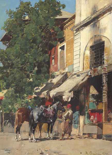 In the Marketplace, Istanbul Oil Painting - Alberto Pasini