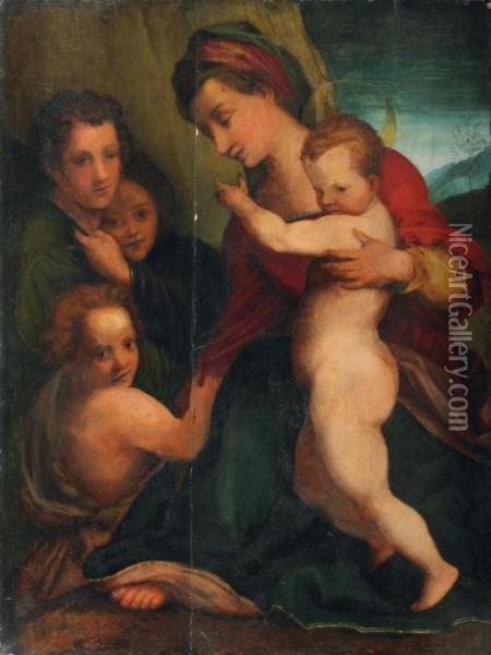 Madonna Mit Kind,johannesknaben Und Engeln Oil Painting - Andrea Del Sarto