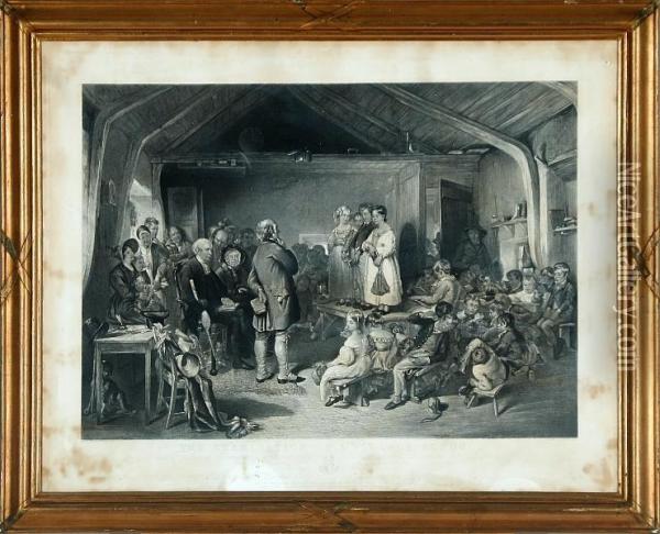 The Examination Of A Village School Oil Painting - Frederick Bromley