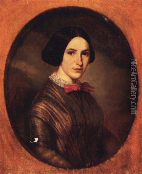 Portrait Of A Lady Oil Painting - Theophile Hamel