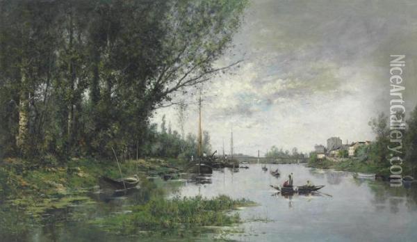 The Seine Below Paris Oil Painting - Paul Emmanuel Peraire