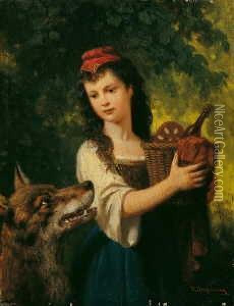 Rotkappchen Und Der Bose Wolf. Oil Painting - Franz Maria Ingenmey