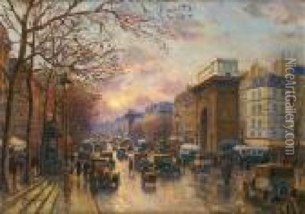Paris, Les Grands Boulevards Oil Painting - Henri Malfroy