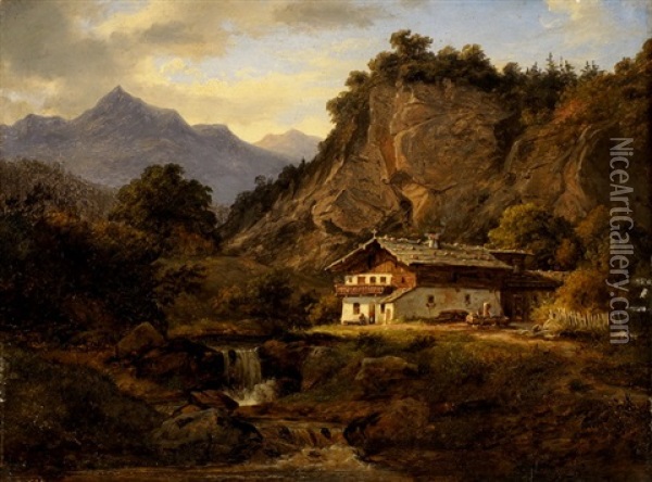 Bauernhaus In Den Bergen Oil Painting - Frederik Christian Jacobsen Kiaerskou
