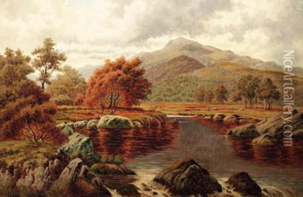 On The Mawddach, Wales Oil Painting - William Henry Mander