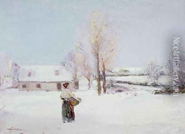 Walk through the Snow Oil Painting - Walter McAdam