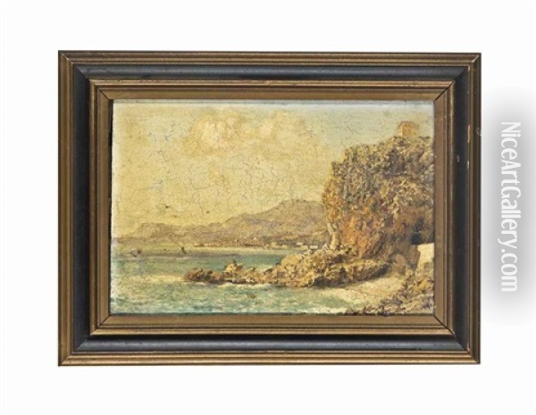 View Of Mentone; View Of The Tete De Chien; The West Bay Mentone & Mount Berceau From Cap Martin (3 Works) Oil Painting - Richard Whatley West